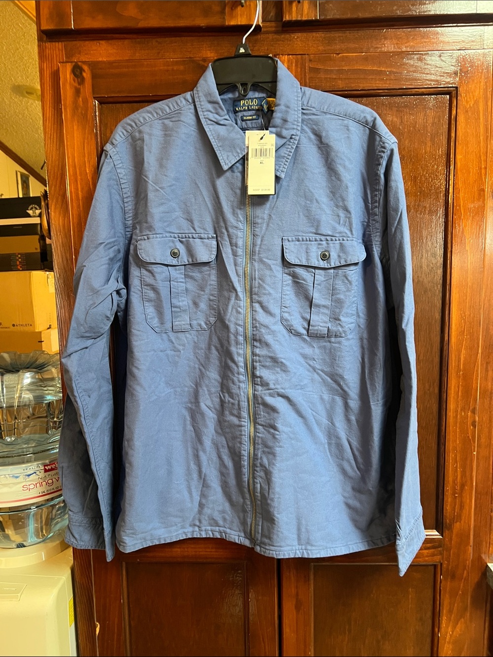 Men’s sz XL Oxford medium blue long sleeve shirt, polo, Ralph Lauren classic fit